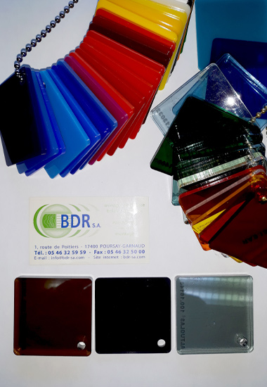 Échantillons de Plexiglas proposés par BDR pour découpe ou usinage